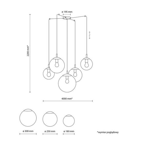 TK Lighting Esme fehér-fekete függesztett lámpa (TK-4791) E27 5 izzós IP20