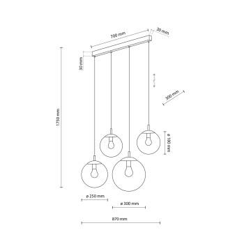 TK Lighting Esme füstszínű függesztett lámpa (TK-4795) E27 4 izzós IP20