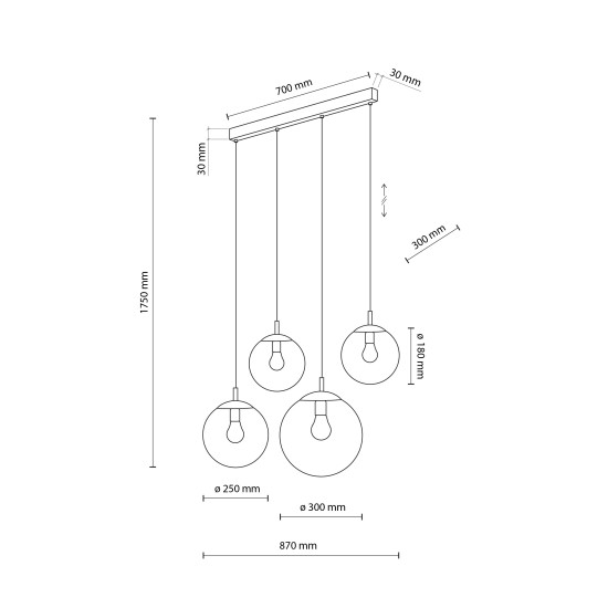 TK Lighting Esme füstszínű függesztett lámpa (TK-4795) E27 4 izzós IP20