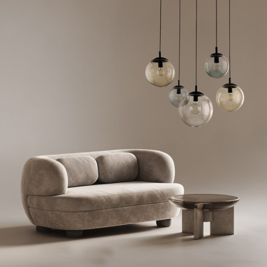 TK Lighting Esme átlátszó-szürke-barna függesztett lámpa (TK-4796) E27 5 izzós IP20
