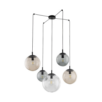 TK Lighting Esme átlátszó-szürke-barna függesztett lámpa (TK-4796) E27 5 izzós IP20