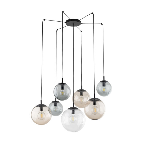TK Lighting Esme átlátszó-szürke-barna függesztett lámpa (TK-4863) E27 7 izzós IP20