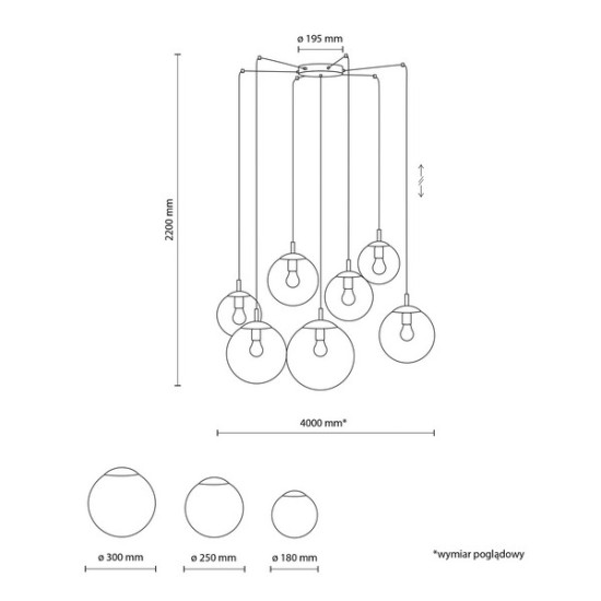 TK Lighting Esme grafit-fekete függesztett lámpa (TK-5385) E27 7 izzós IP20