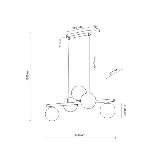 TK Lighting Estera arany függesztett lámpa (TK-4549) G9 5 izzós IP20