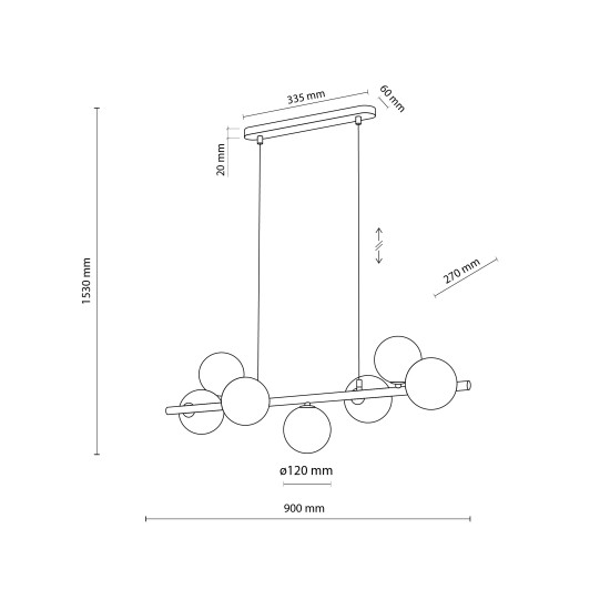 TK Lighting Estera arany függesztett lámpa (TK-5668) G9 7 izzós IP20