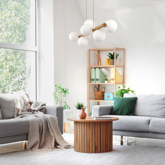 TK Lighting Estera Wood fehér-bézs függesztett lámpa (TK-5905) G9 7 izzós IP20