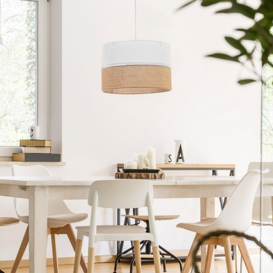 TK Lighting Linobianco fehér-barna függesztett lámpa (TK-6573) E27 3 izzós IP20