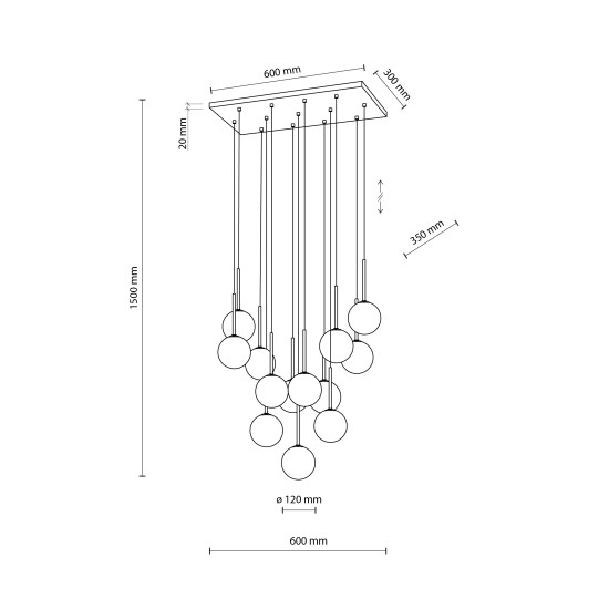 TK Lighting Martin fehér-fekete függesztett lámpa (TK-10079) G9 13 izzós IP20