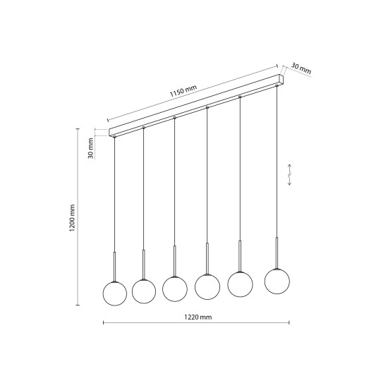 TK Lighting Martin fehér-fekete függesztett lámpa (TK-4504) G9 6 izzós IP20