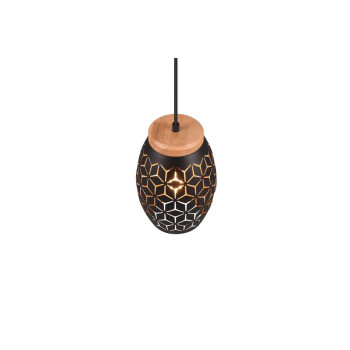 Trio Bidar fekete-natúr függesztett lámpa (TRI-R31571080) E27 1 izzós IP20