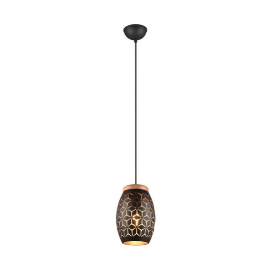 Trio Bidar fekete-natúr függesztett lámpa (TRI-R31571080) E27 1 izzós IP20