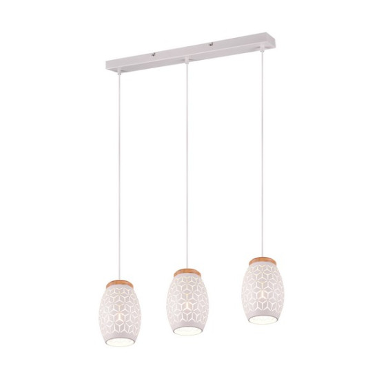 Trio Bidar fehér-natúr függesztett lámpa (TRI-R31573031) E27 3 izzós IP20