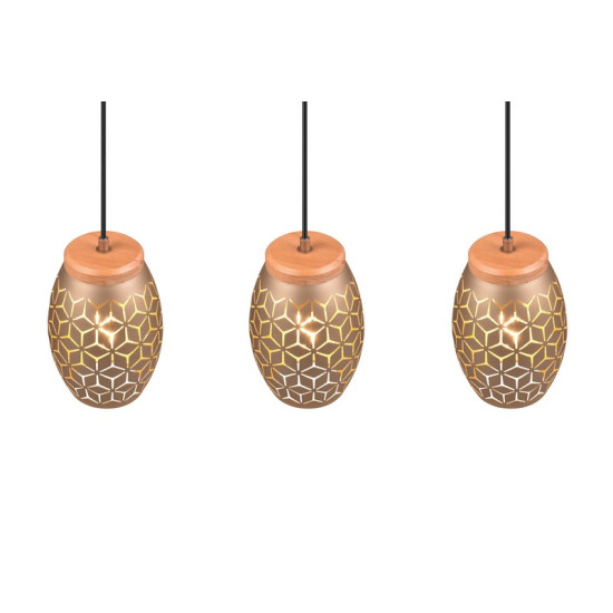 Trio Bidar barna-natúr függesztett lámpa (TRI-R31573065) E27 3 izzós IP20