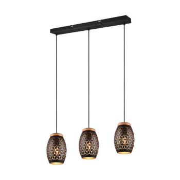Trio Bidar fekete-natúr függesztett lámpa (TRI-R31573080) E27 3 izzós IP20