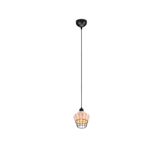 Trio Borka fekete-natúr függesztett lámpa (TRI-R31261036) E27 1 izzós IP20