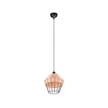 Trio Borka fekete-natúr függesztett lámpa (TRI-R31261936) E27 1 izzós IP20