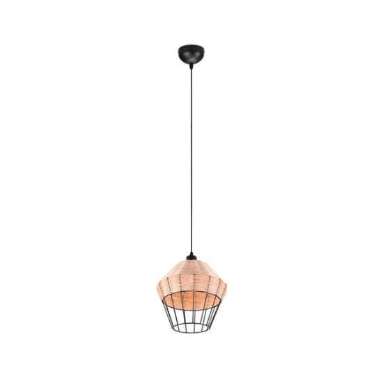 Trio Borka fekete-natúr függesztett lámpa (TRI-R31261936) E27 1 izzós IP20