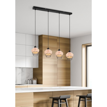 Trio Borka fekete-natúr függesztett lámpa (TRI-R31264036) E27 4 izzós IP20