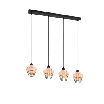 Trio Borka fekete-natúr függesztett lámpa (TRI-R31264036) E27 4 izzós IP20