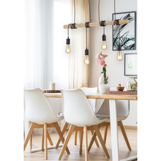 Trio Brody fekete-natúr függesztett lámpa (TRI-R30244032) E27 4 izzós IP20