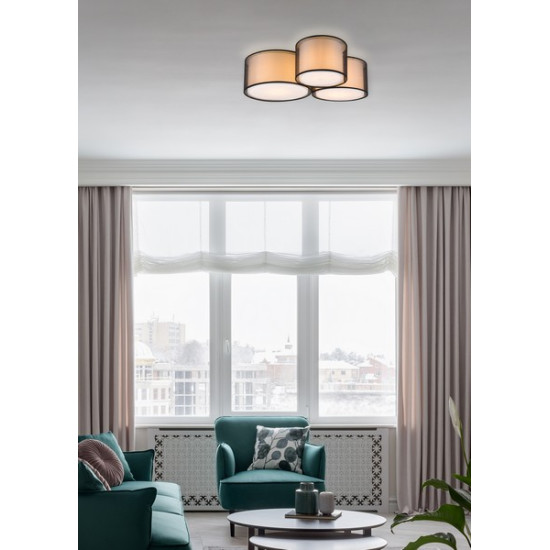 Trio Burton fekete-fehér mennyezeti lámpa (TRI-611490332) E27 3 izzós IP20