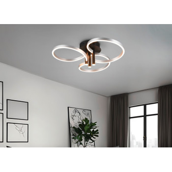 Trio Caruso csiszolt alumínium-fekete LED mennyezeti lámpa (TRI-648110605) LED 1 izzós IP20