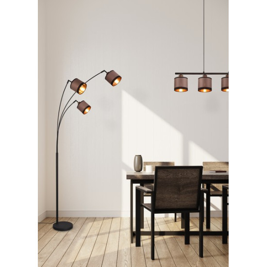 Trio Davos barna-fekete állólámpa (TRI-R41553041) E14 3 izzós IP20