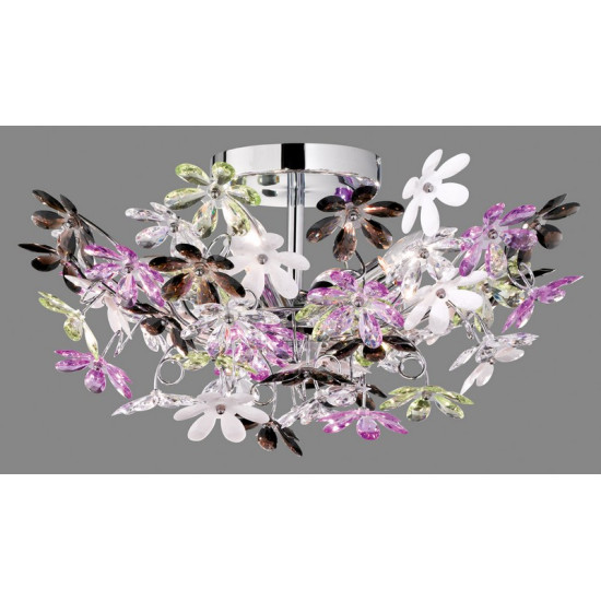 Trio Flower színes-átlátszó gyerek mennyezeti lámpa (TRI-R60014017) E14 4 izzós IP20
