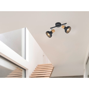 Trio Latika fekete-natúr mennyezeti spotlámpa (TRI-R81522032) E14 2 izzós IP20