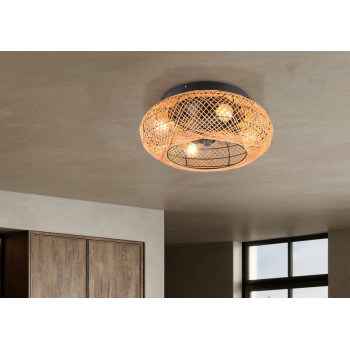 Trio Lillesand fekete-natúr mennyezeti ventilátoros lámpa (TRI-R67302126) E27 4 izzós IP20