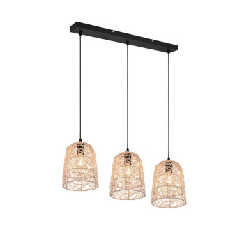 Trio Lovis fekete-natúr függesztett lámpa (TRI-R31143036) E27 3 izzós IP20