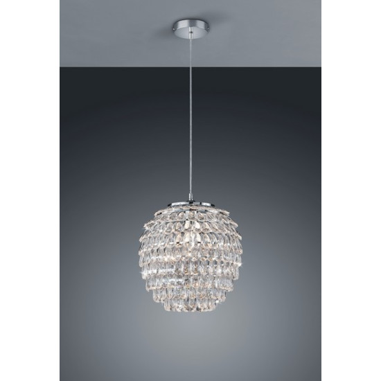 Trio Petty króm-átlátszó függesztett lámpa (TRI-R30451906) E27 1 izzós IP20