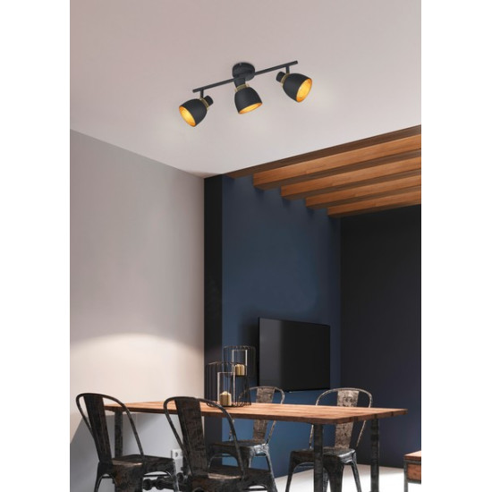 Trio Punch fekete-arany mennyezeti lámpa (TRI-R80813032) E14 3 izzós IP20