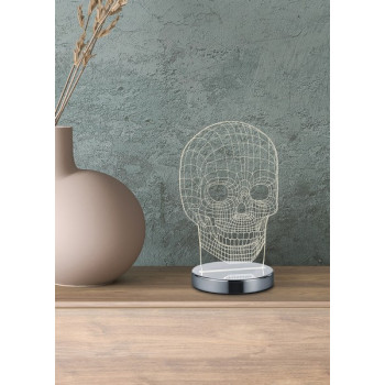 Trio Skull króm-átlátszó gyerek LED asztali lámpa (TRI-R52461106) LED 1 izzós IP20