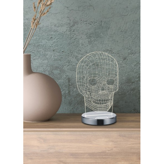 Trio Skull króm-átlátszó gyerek LED asztali lámpa (TRI-R52461106) LED 1 izzós IP20
