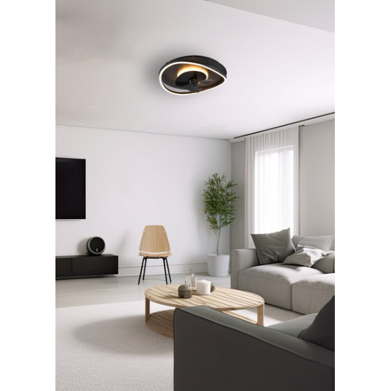 Trio Sortland fekete LED mennyezeti ventilátoros lámpa (TRI-R67393132) LED 1 izzós IP20