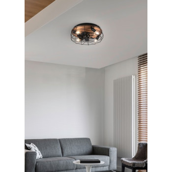 Trio Trondheim fekete-natúr mennyezeti ventilátoros lámpa (TRI-R61105032) E27 4 izzós IP20