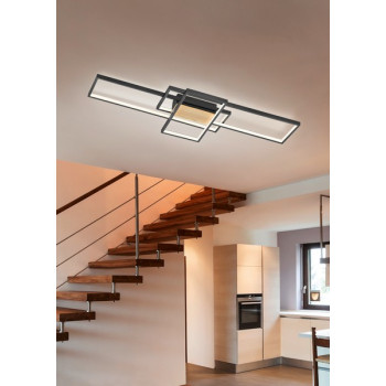 Trio Tucson fekete-natúr LED mennyezeti lámpa (TRI-672610332) LED 1 izzós IP20