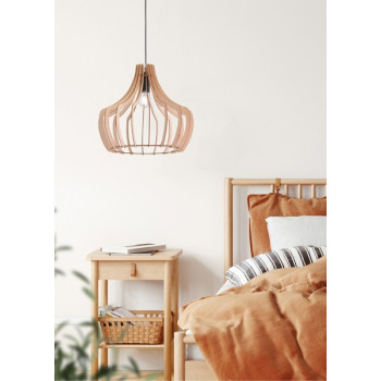 Trio Wood fekete-natúr függesztett lámpa (TRI-R30253830) E27 1 izzós IP20