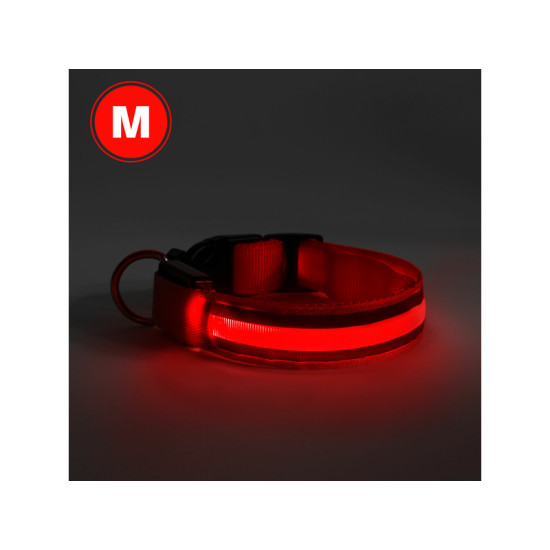 YUMMIE YUMMIE piros LED-es akkumulátoros kutya nyakörv M méret (YUM-60028B)  1 izzós IP44