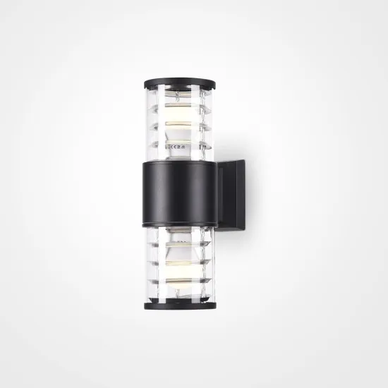 Maytoni Bronx fekete-átlátszó kültéri falikar (MAY-O576WL-02B) E27 2 izzós IP54