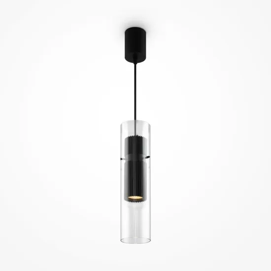 Maytoni Dynamics fekete-átlátszó függesztett lámpa (MAY-MOD326PL-01B) GU10 1 izzós IP20