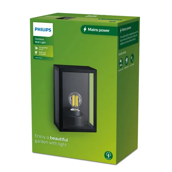 Philips Alzor fekete kültéri fali lámpa (PHI-8720169266414) E27 1 izzós IP44