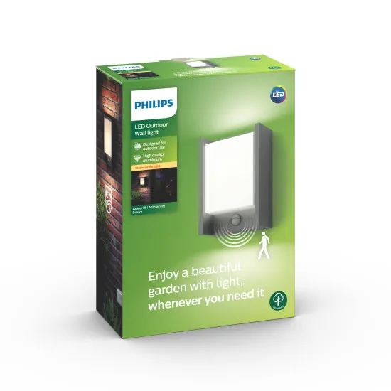Philips Arbour antracit mozgásérzékelős LED kültéri fali lámpa (PHI-8718696131251) LED 1 izzós IP44