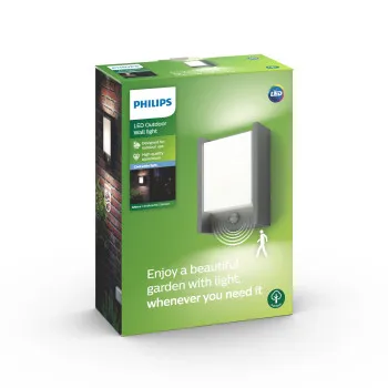 Philips Arbour antracit mozgásérzékelős LED kültéri fali lámpa (PHI-8718696151983) LED 1 izzós IP44