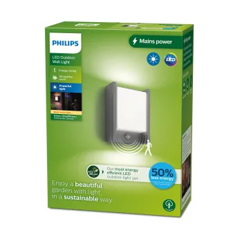 Philips Arbour antracit mozgásérzékelős LED kültéri fali lámpa (PHI-8720169263833) LED 1 izzós IP44