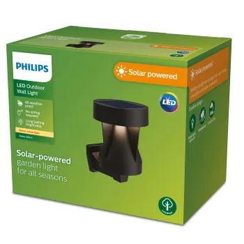 Philips Avery fekete napelemes LED kültéri falikar (PHI-8720169386853) LED 1 izzós IP44