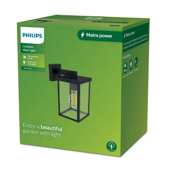 Philips Bellini fekete kültéri falikar (PHI-8720169266377) E27 1 izzós IP44