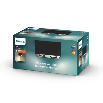 Philips Box fekete LED mennyezeti spotlámpa (PHI-8718696164532) LED 2 izzós IP20