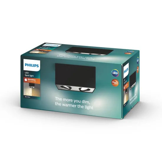 Philips Box fekete LED mennyezeti spotlámpa (PHI-8718696164532) LED 2 izzós IP20